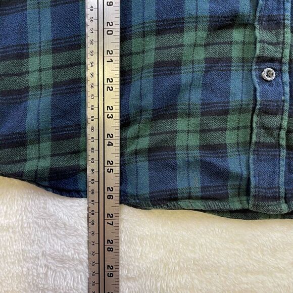 Woolrich Shirt Mens XL Button Plaid Flannel Long Sleeve Blue Green Cotton Extra - Picture 7 of 12
